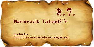 Marencsik Talamér névjegykártya